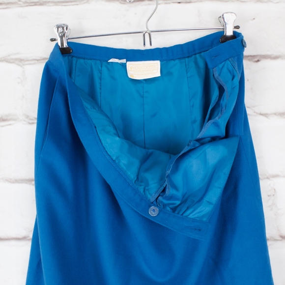 Vintage Pendleton Blue 100% Virgin Wool Fully Lined Pencil Skirt Size 12 - Picture 6 of 8